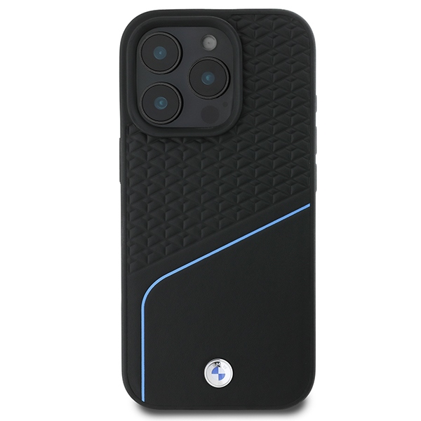 BMW Signature Leather Textured & Line MagSafe Case for iPhone 16 Pro - black