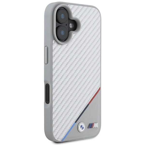 BMW iPhone 16 Case M Carbon Tricolor Line MagSafe, Gray