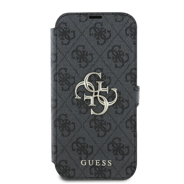 Apple iPhone 16 Plus 6.7\" Guess 4G Metal Logo Book Case Cover, Black