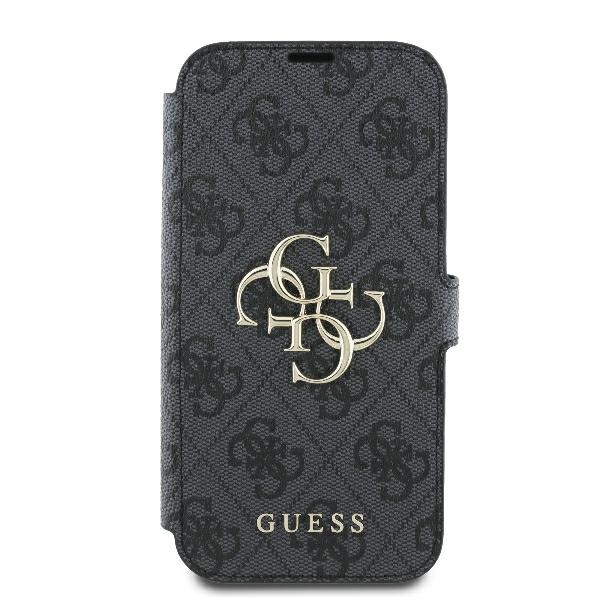 Guess 4G Metal Logo Wallet Case for iPhone 16, Black