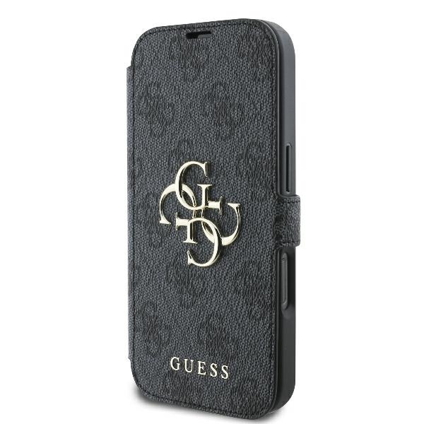 Apple iPhone 16 Pro Max 6.9\" Guess 4G Metal Logo Book Case Cover, Black | Чехол для Телефона...