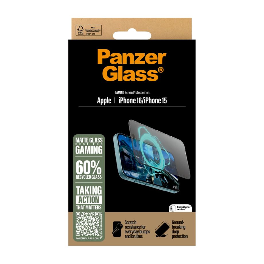 Защитное стекло Panzerglass для iPhone 16 Gaming Ultra-Wide Fit