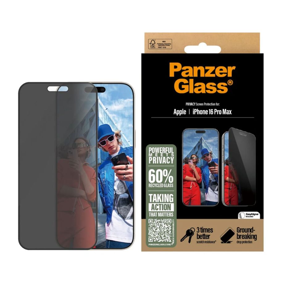 PanzerGlass iPhone 16 Pro Max Screen Protector Privacy Ultra-Wide Fit