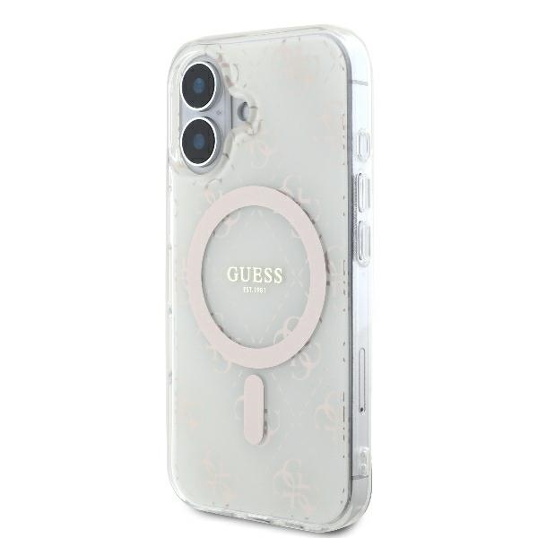 Guess iPhone 16 Case IML 4G Background MagSafe, White