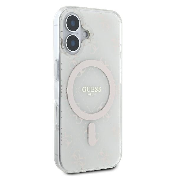 Guess iPhone 16 Case IML 4G Background MagSafe, White