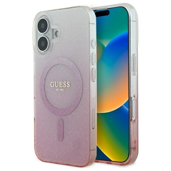 Guess iPhone 16 Plus Case IML Glitter Gradient MagSafe, Pink