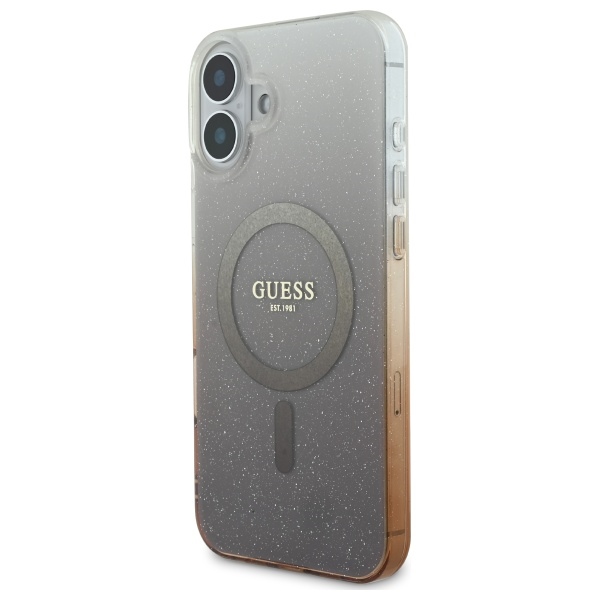 Guess iPhone 16 Plus Case IML Glitter Gradient MagSafe, Brown