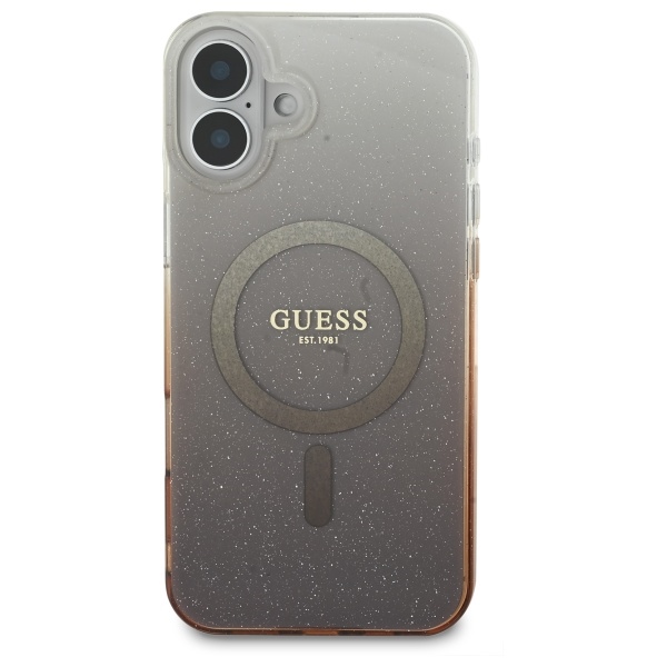 Guess iPhone 16 Plus Case IML Glitter Gradient MagSafe, Brown