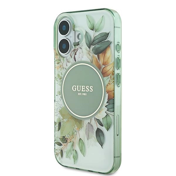 Guess iPhone 16 Plus Case IML Flower & Tonal Circle MagSafe, Green