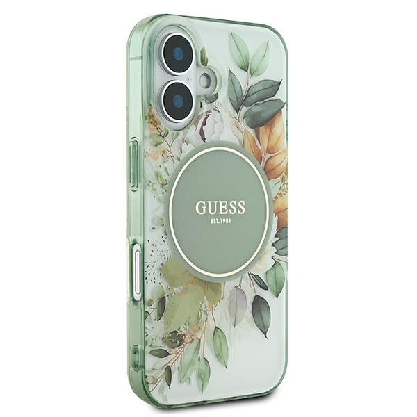 Guess iPhone 16 Plus Case IML Flower & Tonal Circle MagSafe, Green