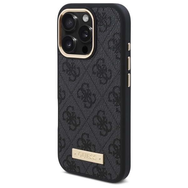 Guess iPhone 16 Pro Case 4G Logo Plate MagSafe, Black