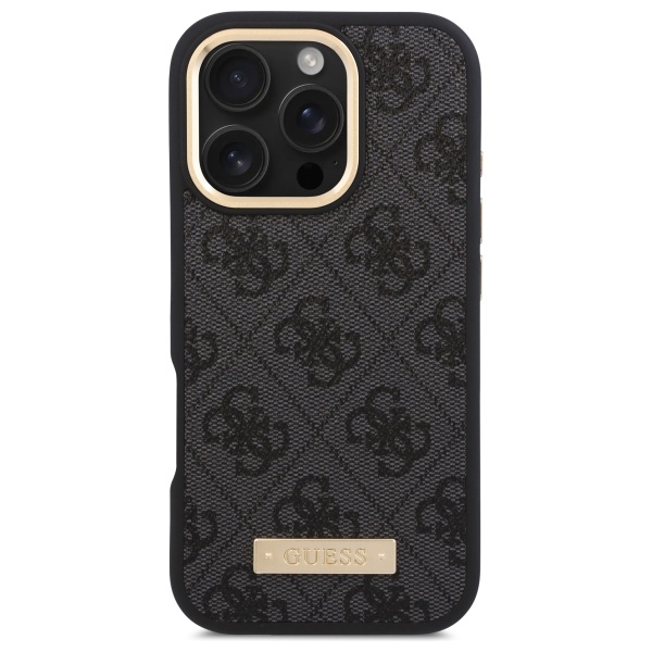 Guess iPhone 16 Pro Case 4G Logo Plate MagSafe, Black