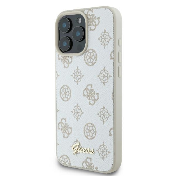 Guess iPhone 16 Pro Case Peony Script Logo MagSafe, White