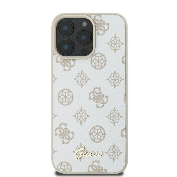 Guess iPhone 16 Pro Case Peony Script Logo MagSafe, White