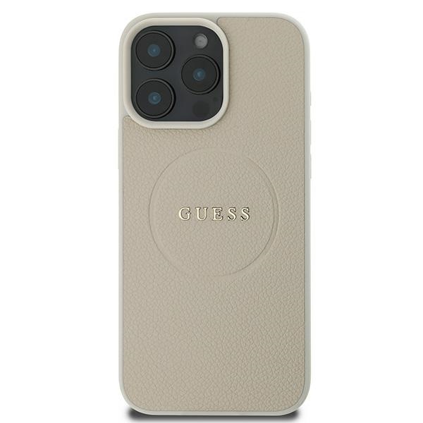 Apple iPhone 16 Pro 6.3\'\' Guess Grained Ring MagSafe Case Cover, Beige