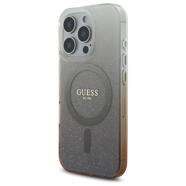 Guess iPhone 16 Pro Case IML Glitter Gradient MagSafe, Brown