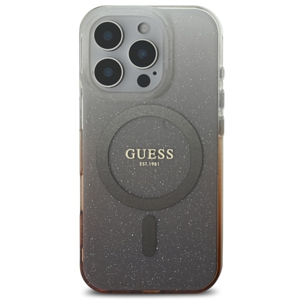 Guess iPhone 16 Pro Case IML Glitter Gradient MagSafe, Brown