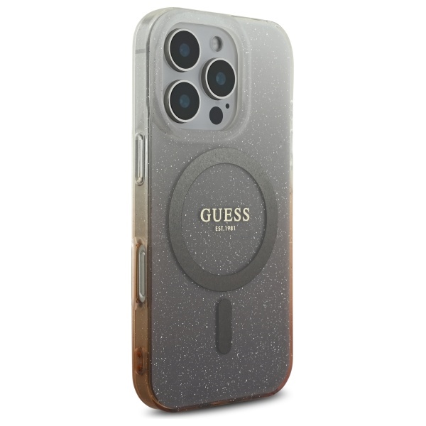 Guess iPhone 16 Pro Case IML Glitter Gradient MagSafe, Brown