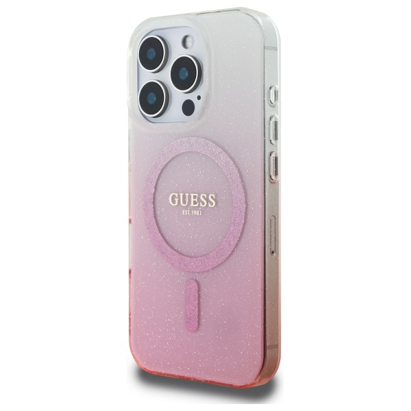 Guess iPhone 16 Pro Case IML Glitter Gradient MagSafe, Pink