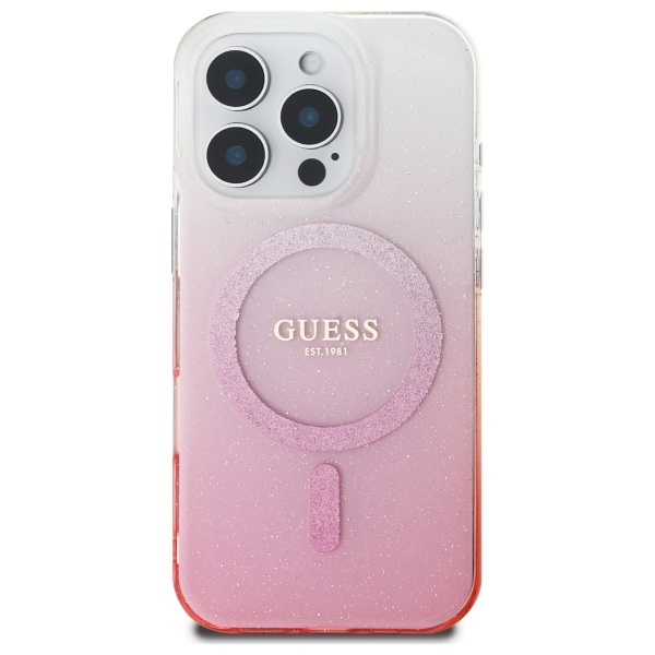 Guess iPhone 16 Pro Case IML Glitter Gradient MagSafe, Pink
