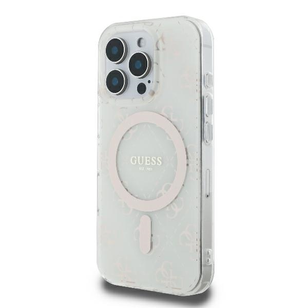 Guess iPhone 16 Pro Case IML 4G Background MagSafe, White