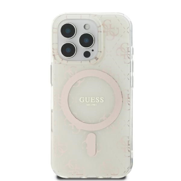 Guess iPhone 16 Pro Case IML 4G Background MagSafe, White