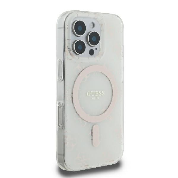 Guess iPhone 16 Pro Case IML 4G Background MagSafe, White