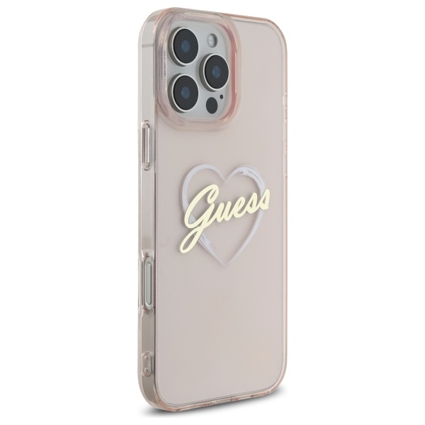 Guess IML Heart Case for iPhone 16 Pro Max - Pink