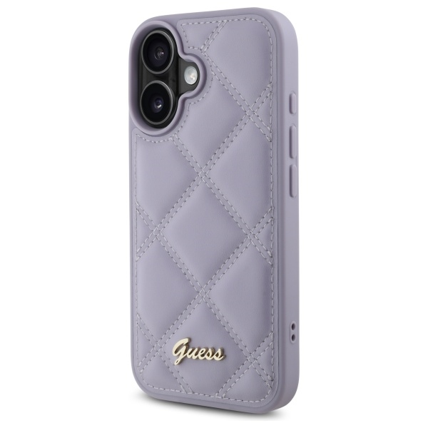 Guess iPhone 16 Case Quilted Metal Logo, Light Purple