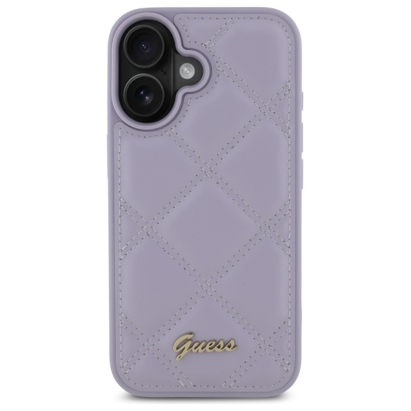 Guess iPhone 16 Case Quilted Metal Logo, Light Purple