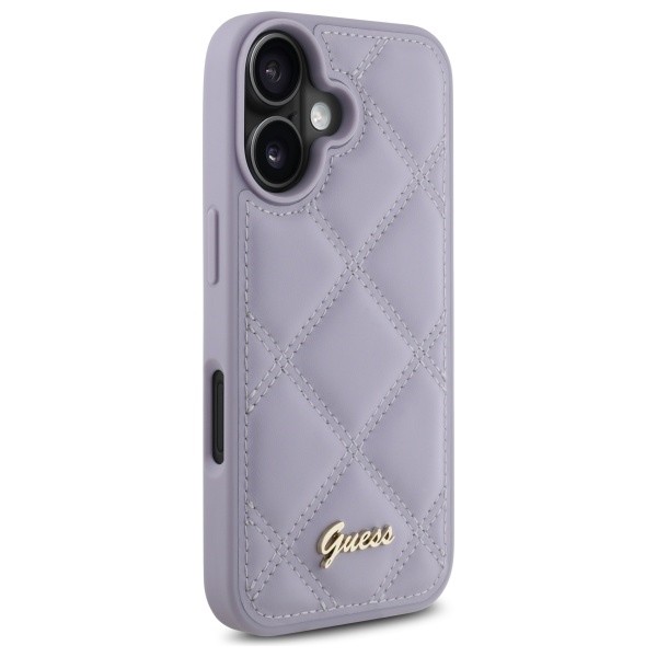 Guess iPhone 16 Case Quilted Metal Logo, Light Purple