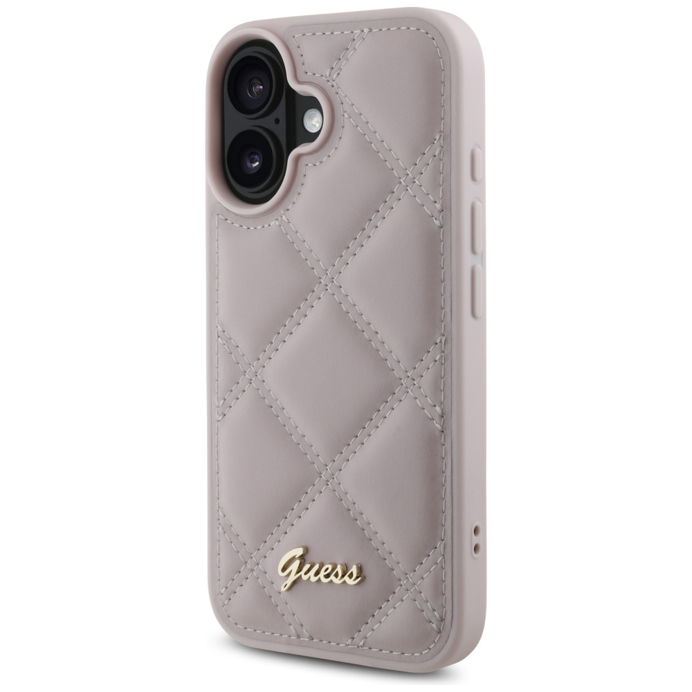 Guess iPhone 16 Case Quilted Metal Logo, Pink