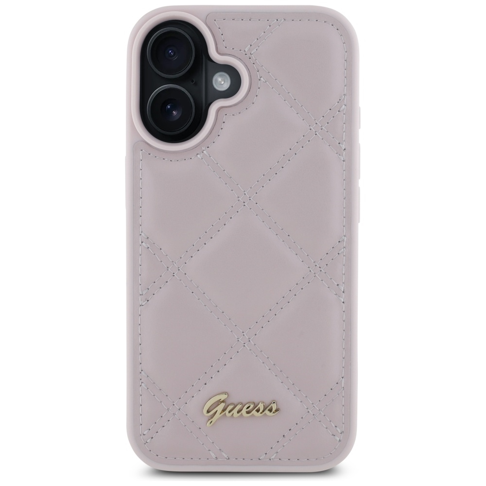 Guess iPhone 16 Case Quilted Metal Logo, Pink