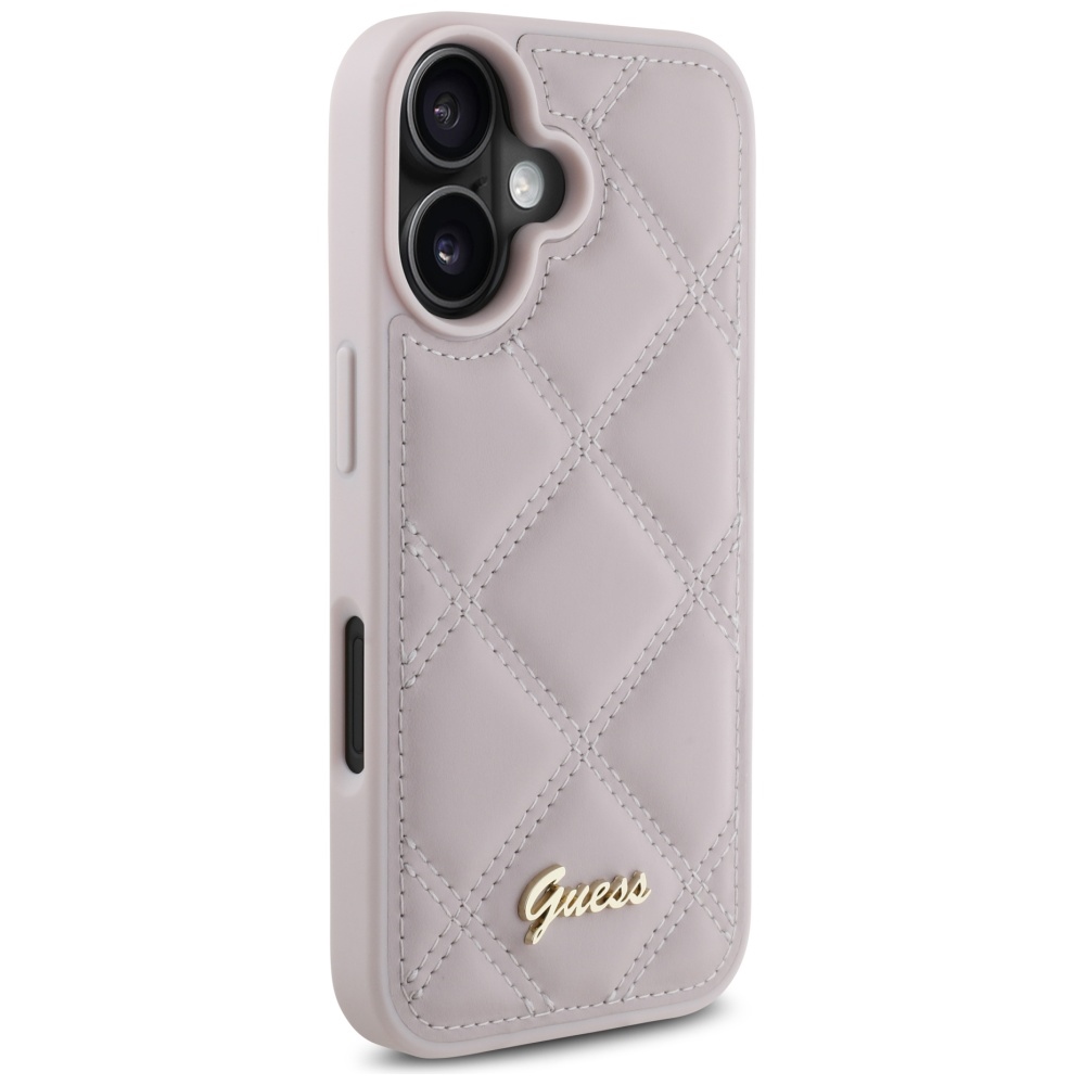 Guess iPhone 16 Case Quilted Metal Logo, Pink