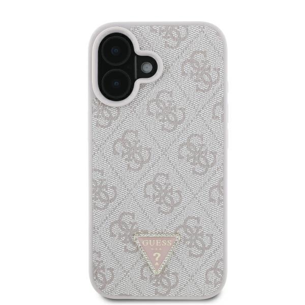 Guess iPhone 16 Case Leather Metal Logo Strass Crossbody, Pink