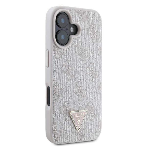 Guess iPhone 16 Case Leather Metal Logo Strass Crossbody, Pink