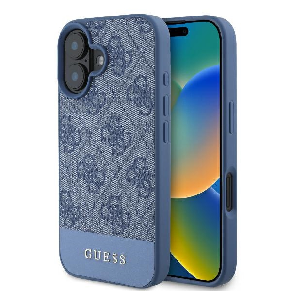 Guess 4G apakšējās svītras iPhone 16 korpuss - Zils | Bottom Stripe Case Blue
