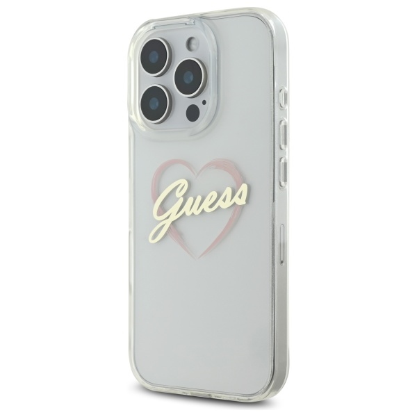 Guess iPhone 16 Pro Case IML Heart Case, Transparent
