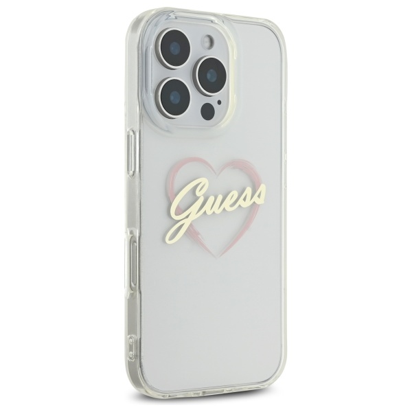 Guess iPhone 16 Pro Case IML Heart Case, Transparent