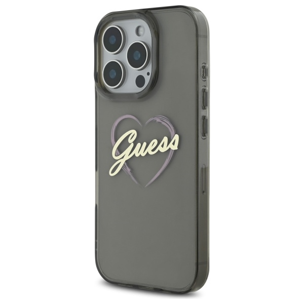 Guess iPhone 16 Pro Case IML Heart Case, Black