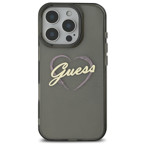 Guess iPhone 16 Pro Case IML Heart Case, Black