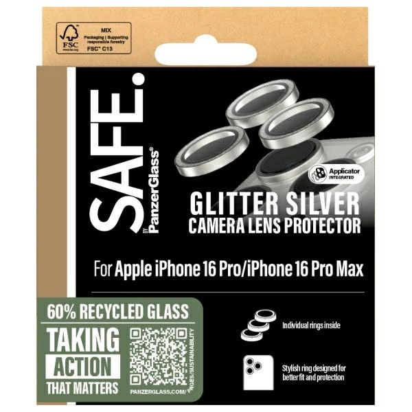 SAFE by PanzerGlass iPhone 16 Pro 6.3" / 16 Pro Max 6.9" Lens Protector silver/glitter silver SAFE95893