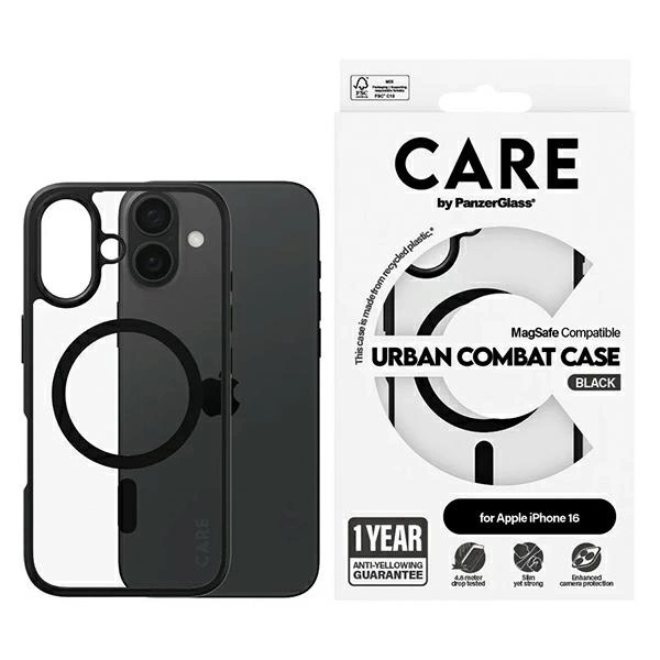 CARE by PanzerGlass iPhone 16 vāciņš Flagship Urban MagSafe, caurspīdīgs