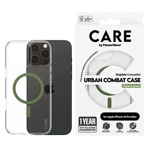 Apple iPhone 16 Pro Max 6.9'' CARE by PanzerGlass Flagship MagSafe Case Cover, Green