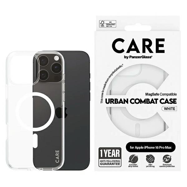 Apple iPhone 16 Pro Max 6.9'' CARE by PanzerGlass Flagship MagSafe Case Cover, White