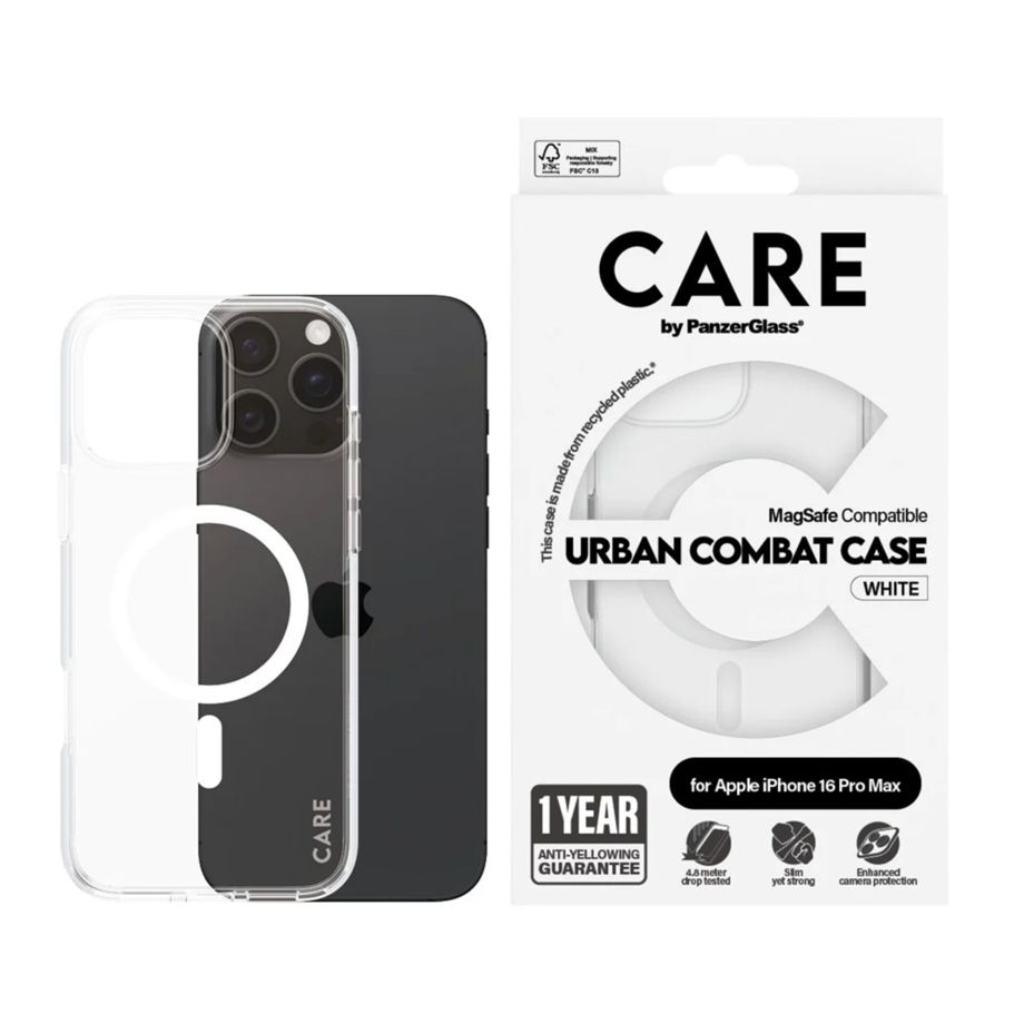CARE by PanzerGlass Flagship Case for iPhone 16 Pro Max MagSafe, Transparent White