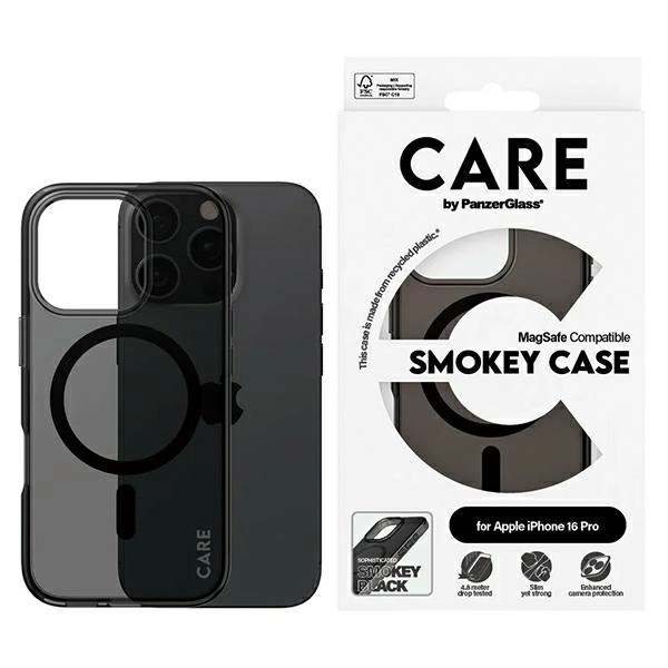 Apple iPhone 16 Pro 6.3'' CARE by PanzerGlass Flagship MagSafe Case Cover, Smokey