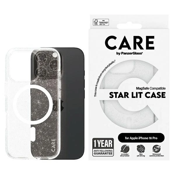 Apple iPhone 16 Pro 6.3'' CARE by PanzerGlass Flagship Star Lit MagSafe Case Cover, White
