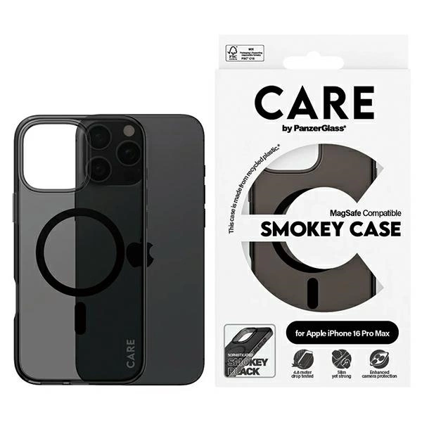 CARE by PanzerGlass Flagship Case for iPhone 16 Pro Max, MagSafe, Smokey Black