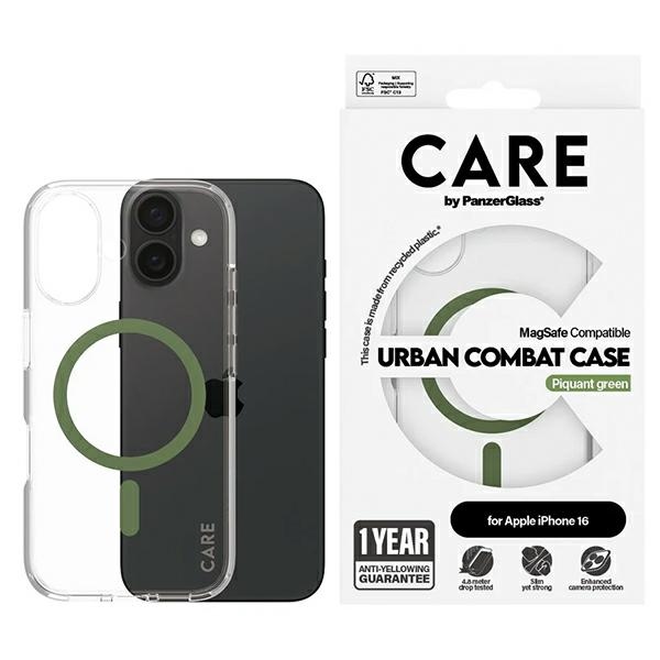 PanzerGlass iPhone 16 Case CARE Flagship Case, Green (MagSafe)